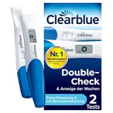 Clearblue Schwangerschaftstest Kombipack Double-Check Früh & Woche, 2 Tests (1 digital 25 mIU/ml, 1 visuell 10 mIU/ml), Pregnancy Test, Frühschwangerschaftstest, Schwangerschaft Wochenbestimmung