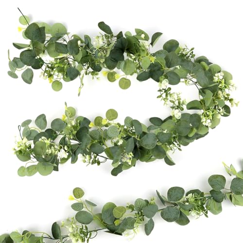 2 Stück Künstliche Eukalyptus Girlande 1.8m Eukalyptus Deko Girlande Grün Künstliche Girlanden Eukalyptus Künstlich Hängend Blätter Girlande Hängepflanze für Hochzeit Party Garten Festival Bogen