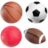 Bedwina Sportbälle mit Handpumpe für Kinder – (4er-Pack) Gummi-Sportball-Spielzeug-Set mit 15,2 cm Durchmesser, enthält Fußball, Fußball, Basketball