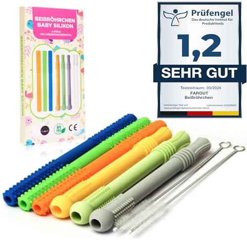 farout Beißring Baby - 6 Stück BPA-frei Beissring Set Baby - Kühlend Teething Toy - Beißstab/Kaustange/Baby Beißröhrchen Zahnungshilfe - Beißstange Baby.