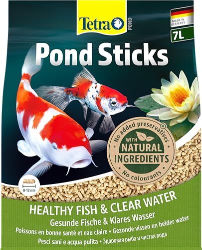 Tetra Pond Sticks - Fischfutter für alle Teichfische, unterstützt gesunde Fische und klares Wasser im Teich, 7 L Beutel