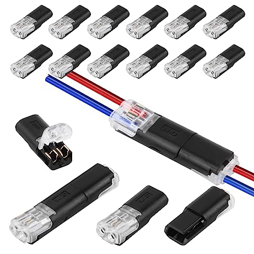 12 Stück Auto Stecker 2 Polig Steckverbindung Kabelverbinder Wasserdicht Steckverbinder Praktischer Schneller Kabelstecker Verbindungen 2 Poliger Steckbarer Kabelanschluss für 18-22 AWG Kabel Crimp