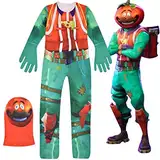 GDFJBG Fortn-ite Kostüm, Bananen Kostüm Erwachsene Attraktiv Deluxe Set für Halloween Karnevalskostüme Dress Up Party Verkleidung und Rollenspiel Cosplay Tomatohead