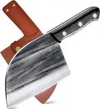ENOKING Hackmesser, Scharf Chinesisches Küchenmesser, 17cm Deutsch Hochgekohlter Edelstahl Kochmesser, Serbisches kochmesser profi messer für Küche, Camping und BBQ mit Ergonomischem Griff