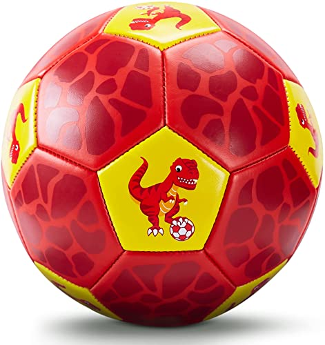 Fußball Spielzeug Mit Ballpumpe und Netz, Fussball Kinder Ball für das Training Drinnen Draußen, Größe 3 Dinosaurier Geschenke für 2 3 4 5 6 7 8 Jahre alt Kinder Junge Mädchen