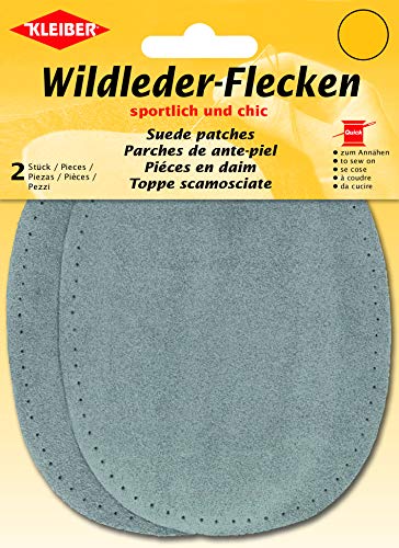 Kleiber 12 x 10 cm Ovale Flicken aus Velours-Leder, 1 Paar, grau