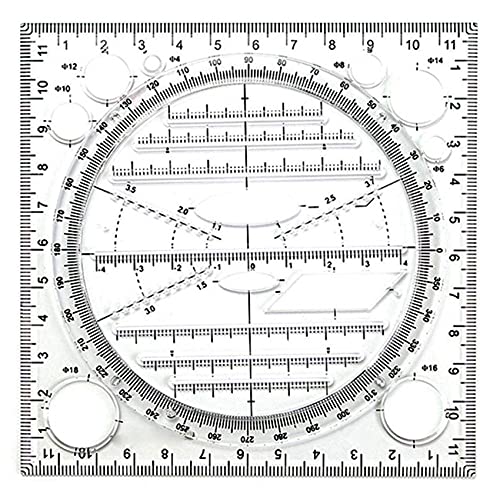 iFutniew Multifunktionale Kreis Zeichnung Vorlage, Geometrisches Zeichen Werkzeug, Messung Lineal, Drehbarer