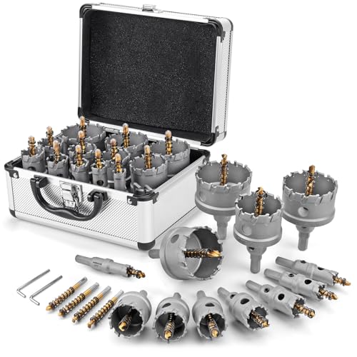 WORKEASE Carbide Hole Saw Kit for Metal Hole Saw- 16Pcs TCT 5/8„-2-1/4“ Inch Hole Cutter Set, zum Ausklinken von Stahlrohren. Schneiden durch Ziegelstein, genauer Lochschnitt