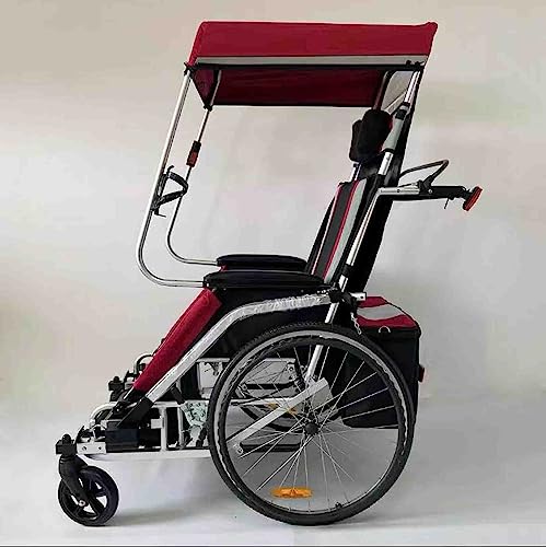 CAULO Fahrradanhänger für Erwachsene, Rollstuhl, Fahrrad, Aluminiumlegierung, hinterer Anhänger, Stoßdämpfung, komfortabler Traktor, multifunktionaler Wagen (Red)