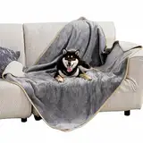 Lesure wasserdichte Hundedecke Grosse Hunde - 100x120cm Outdoor Hundedecke waschbar, Hundedecke Sofaschutz aus Sherpa Fleece, Katzendecke weich, grau