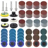 300 Stück Schleifscheiben Set Schleifscheiben 50mm Klett für Bohrer und Schleifmaschinen mit 3mm und 6mm Schaftträgerplatte, inklusive 2 Zoll Roll Lock Schleifpapiers in 36-3000 Körnung (A)