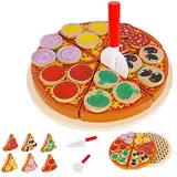 KRUZZEL Pizza zum Schneiden mit Pizza zum Schneiden von Pizza, aus Holz, verschiedene Spielzeuge, 9354