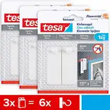 tesa Klebenagel für Tapeten und Putz 1kg im 3er Pack - Selbstklebende Nägel für empfindliche Oberflächen - rückstandslos - Bis zu 1 kg Halteleistung pro Nagel - 3 x 2 Klebenägel