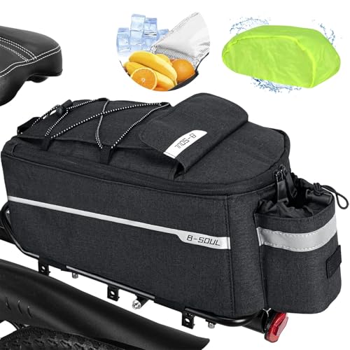 FINEW Fahrrad Gepäckträgertasche 10L Isoliertasche Gepäckträgertasche Multifunktionale Hinter Gepäcktasche Wasserdicht Rücksitztasche mit Regenschutz Reflektierend, Schnell Abnehmbare (Patent)