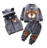 Odziezet Kleinkinder Warm Outfit Kinder Kapuze Ärmellose Weste Anzug Baby Winter Dreiteiliges Outfits Kind Langärmeliges Sweatshirt Hose Sets Babys Cartoon Bär Kleidung 0-4 Jahre (DTGR,1-2 Jahre)