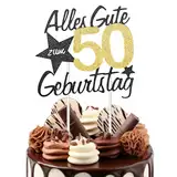 cobee Torten Deko 50 Geburtsta Mann Frau, 1Stück Alles Gute zum Geburtstag 50 Deko 50. Geburtstag Cake Topper 50 Jahre Kuchendeko 50 Geburtstag Deko Gold Schwarz Tortendeko Kuchen Deko(50. Geburtstag)