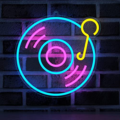 YuanDian Record Neon Schild, Musik LED Neon Lichter für Live Musik Zimmer Wanddekoration, Geschenkideen für Jungen Tonstudio Neffe Männer Teenager Sohn Enkel