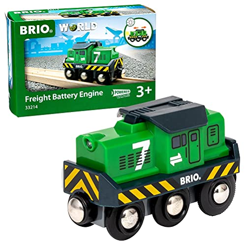 BRIO World 33214 Batterie-Frachtlok - Grüne Batterie-Lok mit Frontscheinwerfern - Empfohlen ab 3 Jahren