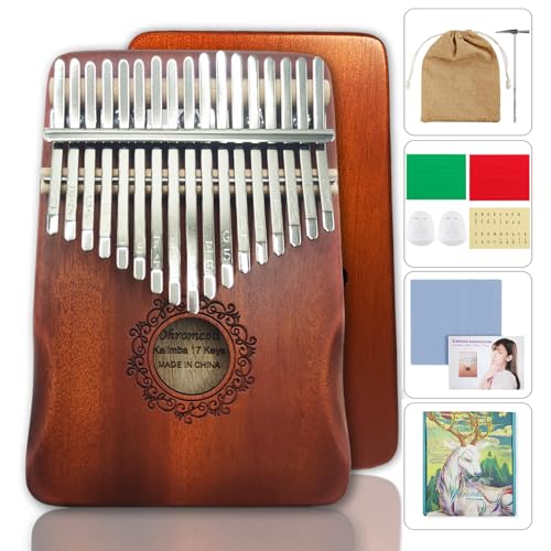 Ohromcoli Kalimba - 17 Keys Kalimba Instrument mit Lernwerkzeuge,Finger Percussion,Professionelle Daumenklavier Kalimba für Kinder, Erwachsene,Erwachsene und Musikliebhaber(Braun)