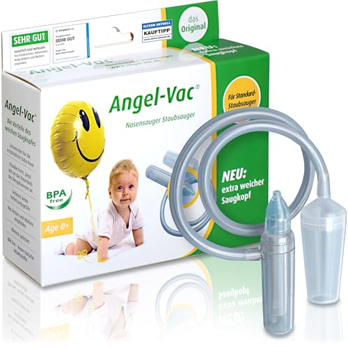 Angel-Vac® Nasensauger Baby [für Standard-Staubsauger] - Baby Nasenreiniger mit weichem Saugkopf für Kinder ab 0 Jahre - [klinisch getestet] - der Original Nasensauger für Staubsauger seit 30 Jahren