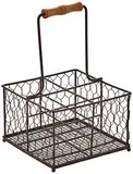T&G Woodware Provence Flaschenhalter für 4 Flaschen, rustikales braunes Drahtmaterial, Holz, 6