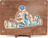 Kartfahren Geldkarte - XL Geldgeschenk aus Holz inkl. Ständer | Kartfahren - Kartfahrer, GoKart fahren Postkarte, Rennen, Geschenkarte zum Abschluss der Fahrschule, bestandene Fahrprüfung