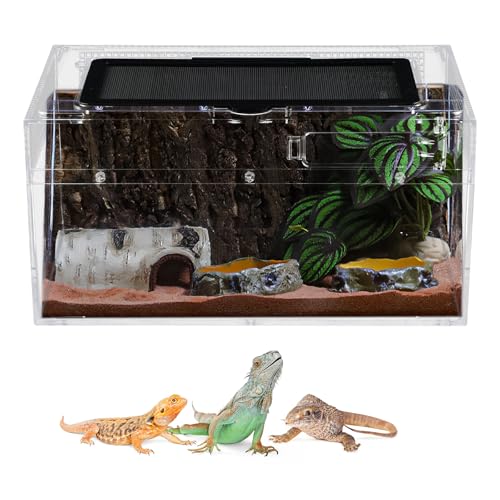 Dewocke Reptil Fütterungsbox, 30 x 18 x 15cm Acryl Terrarium, Reptilien Terrarium Box, Schnecken Terrarium, Faunarium für Schnecken Insekten Vogelspinnen Leopard Gecko Einsiedlerkrebs