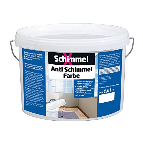 Pufas 2500 SchimmelX Anti-Schimmelfarbe Innen-Farbe mit Langzeitschutz Weiß 2.5 L