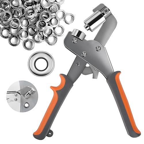 Ösenzange, Profi Ösenzange set mit 300 Ösen (Ø 10mm), Ösenpresse, Ösenzangenset aus gehärtetem Stahl Magnetische Oesenzange mit ösen für planen, Stoffe, PVC-Banner