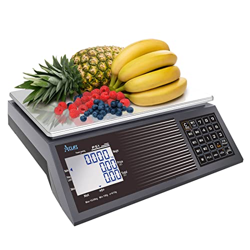 ACLAS Marktwaage Waage 30Kg 10g Kontrollwaage Geeichte Ladenwaage - mit Dual LCD-Display Industrie Preiswaage Digitale f¨¹r Lebensmittel, Fleisch, Feinkost, Obstmarkt