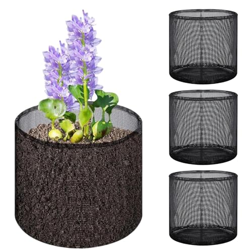 Nkmujil Teichpflanzkörbe, schwimmend, 4er-Pack, Netz-Teich-Pflanzgefäß, atmungsaktive Taschen für drinnen und draußen, Wassergarten, Balkon, Aquarium, 17,8 x 17,8 x 18,1 cm, Schwarz