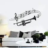 NSRJDSYT Trompete Wandtattoo Musikinstrument Musiknoten Kunst Tür Fenster Vinyl Aufkleber Schlafzimmer Musik Zimmer Inneneinrichtung Wandbild 42x73cm