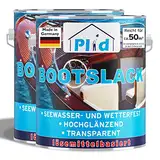 PLID® Bootslack Farblos Glänzend für Holz - Klarlack Holz Wasserfest - Küchenarbeitsplatte lackieren - Lack für Parkett, Treppen, Gartenmöbel und Theken - Holzlack Yachtlack - Made in Germany 5l