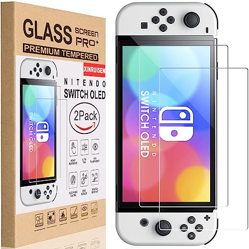 XINRUISEN 2-Stück Panzerglas Schutzfolie für Nintendo Switch OLED,Displayschutz Panzerfolie für Switch OLED NEW Modell Screen Protector Panzerglasfolie Schutzglas Folie Displayschutzfolie Glas