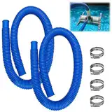 CAREDGO Pools Zubehör 2 Stück Poolschlauch Ø 32mm Schwimmbadschlauch Ersatzschlauch Poolpumpe Schlauch Pool 200cm Pool Saugschlauch Blau Solar Poolschlauch mit 4 Sicherungsclip für Filterpumpe