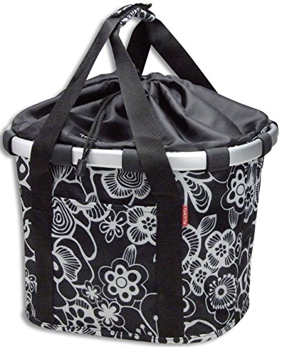 KlickFix Unisex Fahrrad-klappkorb Reisenthel Bikebasket Lenkerkorb, Fleur Schwarz, 26 x 35 28 cm EU