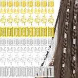 Haarschmuck für Zöpfe, 80 Stück Dreadlocks Schmuck Haarspiralen Clips, Verstellbar Metall Cuffs Haar Flecht Ringe, Perlen Haarschmuck Braids Haar Dreadlocks Zubehör Für Frauen Männer Zöpfe Dekoration