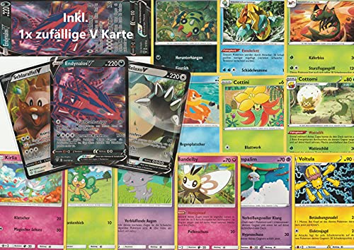 Pikachu Pikachu Pokemon-Karten, 20 verschiedene, 1 zufällige seltene V- oder VMax-Karte in jeder Packung – deutsche Originalkarten