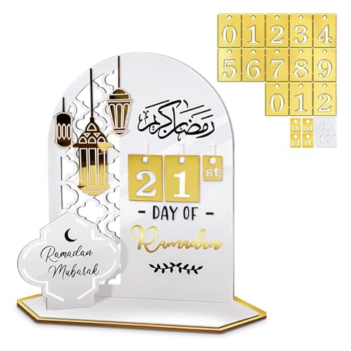 Ramadan Mubarak Adventskalender,Ramadan Kalender, Eid Mubarak Dekoration DIY Ramadan Dekoration,Ramadan Adventskalender,Acryl Eid Mubarak Countdown,Ramadan Geschenke für Haus Büro Tischdekorationen