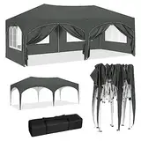 WOLTU Pavillon, Faltpavillon 3x6 m, mit 6 Seitenwänden, Partyzelt wasserabweisend UV-Schutz 50+, höhenverstellbarer Gartenpavillon, mit Tragetasche, für Outdoor Garten Camping Grau