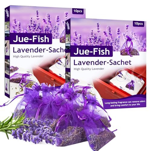 AKONE Lavendel Duftsäckchen, Duftsäckchen Kleiderschrank, 20 x Echter Getrocknetem Lavendelsäckchen Gegen Motten, Lavendel Säckchen für Schrankduft, Auto und Raum