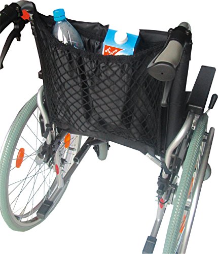 SoNa24 Rollstuhlnetz mit Futter und Klettschlaufen / Rollatornetz | universal ca. 40 x 35 cm | Einkaufsnetz für Rollstuhl und Rollator