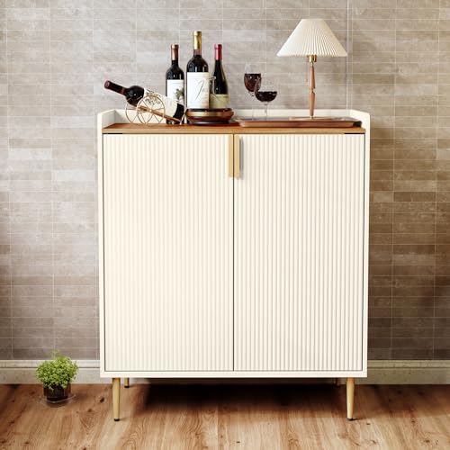 HOLTICO Weinschrank mit Weinregalen für 9 Flaschen, Barschrank Moderne Kaffeetresen-Schrank, Alkoholschrank Flaschenregal Holz, Sideboard-Buffetschrank für Bar, Küche, Esszimmer, Wohnzimmer