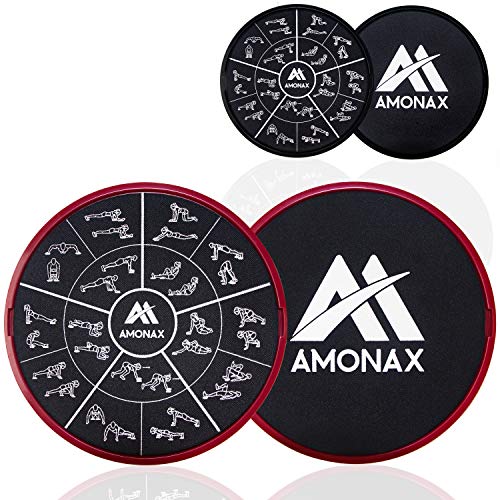 Gleitscheiben Fitness von Amonax - Doppelseitige Slider-Übung core fitness scheibe Gym Gliding Discs für Bauchmuskeltraining Übungen Teppich Holzböden für Hause Training, gleitscheibe sport slides