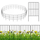 COSTWAY 25 Stück dekorativer Gartenzaun, Beetzaun 60cm hoch, Steckzaun Metall, Dekozaun Absperrzaun Metallzaun, Landschaftszaun für Blumenbeet Bäume Tier, Zaun Komplettset rostfrei, Schwarz