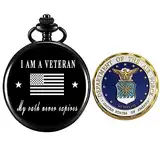 Jofanvin Geschenke für Veteranen, Taschenuhr für Veteranen mit militärischer ChanllengCoin, beste Veteranentagsgeschenke, A. Farbe A