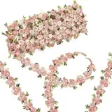 FENGCHUANG 15 Yard 20mm Spitzenborte Blumen, Florale Spitzenborte Blumenband Rosa Dekoband Stickerei Blümchen Zierband für Nähen Handwerk Hochzeit Deko Geschenkbox