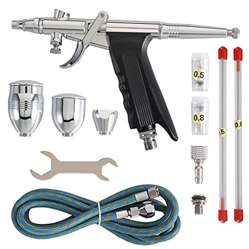 STEEIRO Airbrush Kit, MehrzweckGravity Feed Spritzpistole Airbrush Set, 0,3 mm 0,5 mm 0,8 mm Nossles Cups Set Kit,für Make-up, Modellmalerei,Nagelkunst, Kuchendekoration,