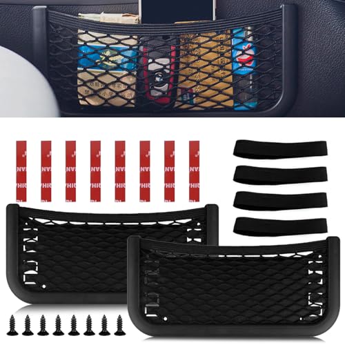 Netztasche Auto, 2 Stück Universal Aufbewahrungsnetz 26 x 12 cm Kofferraum Netztasche Gepäcknetz Ablagenetz Zubehör mit Gummiband und Schrauben für Wohnmobil Wohnwagen Camper LKWs