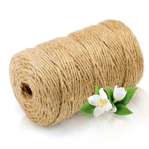 Abio Jute-Schnur 50m 2-3mm Jutegarn 50m Schnur reissfest 100% Natur Jute Kordel Deko Paketschnur Naturfaser Dekoration Verpackung Bindegarn Hanfschnur Spagat Hanfband Juteband (50m, Natur)